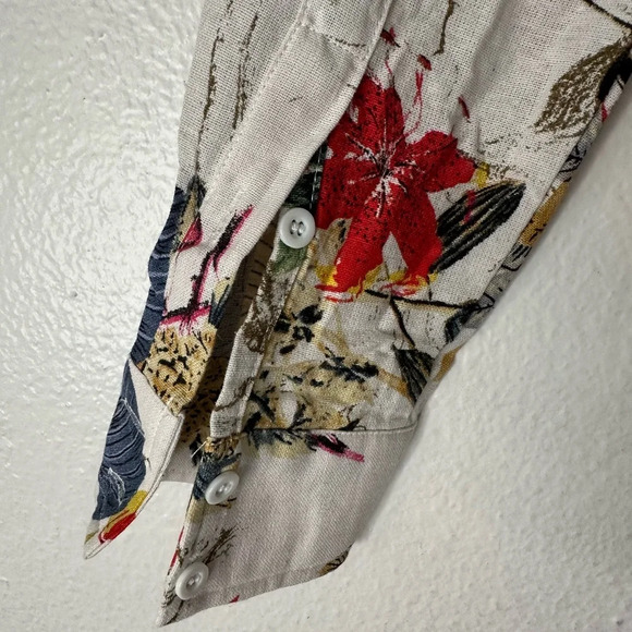 COOFANDY Men’s Unisex Floral Henley Neckline Long Sleeves Small Shirt BNWT - Picture 8 of 8